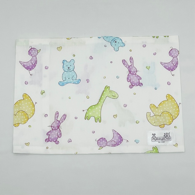 100% COTTON BABY PILLOW SLIP - PASTEL BABY ANIMALS