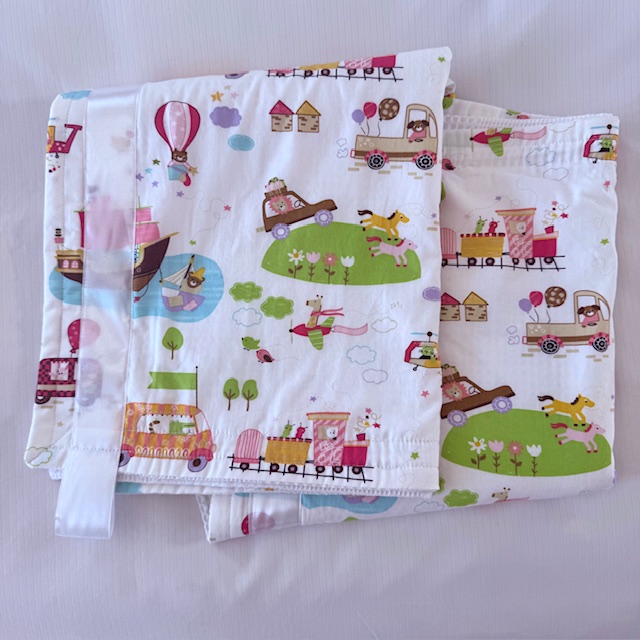 FUN COLOURFUL VEHICLES - LAND, SEA & AIR COTTON BABY BLANKET